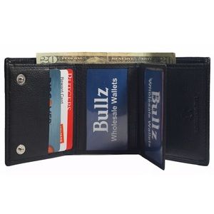 Genuine leather Trifold men’s wallet Black